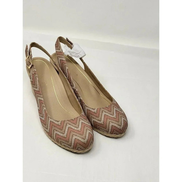Vionic Aruba Coralina dusty pink Chevron Espadrille Wedge Comfort Shoes size 10 - Picture 1 of 8